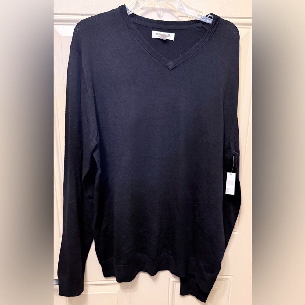 Goodthreads Black Merino Wool Pullover V Neck Sweater Size XL Tall